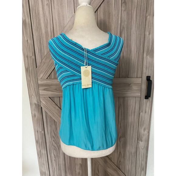 NWT Ramy Brook Small Charlie off the shoulder top in tile blue - Picture 6 of 6